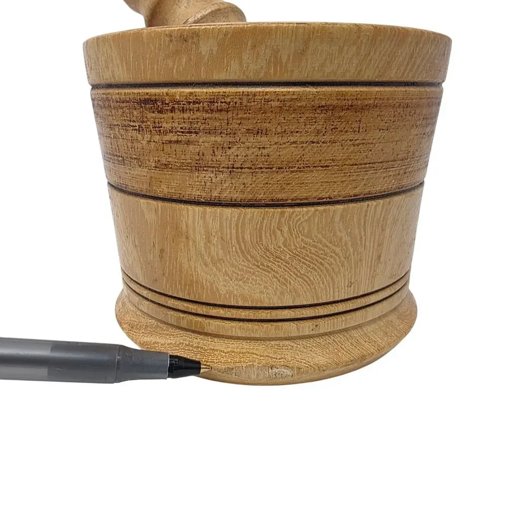 Vintage Wooden Mortar and Pestle Hand Turned Hardwood Kitchen Herb Spice Grinder